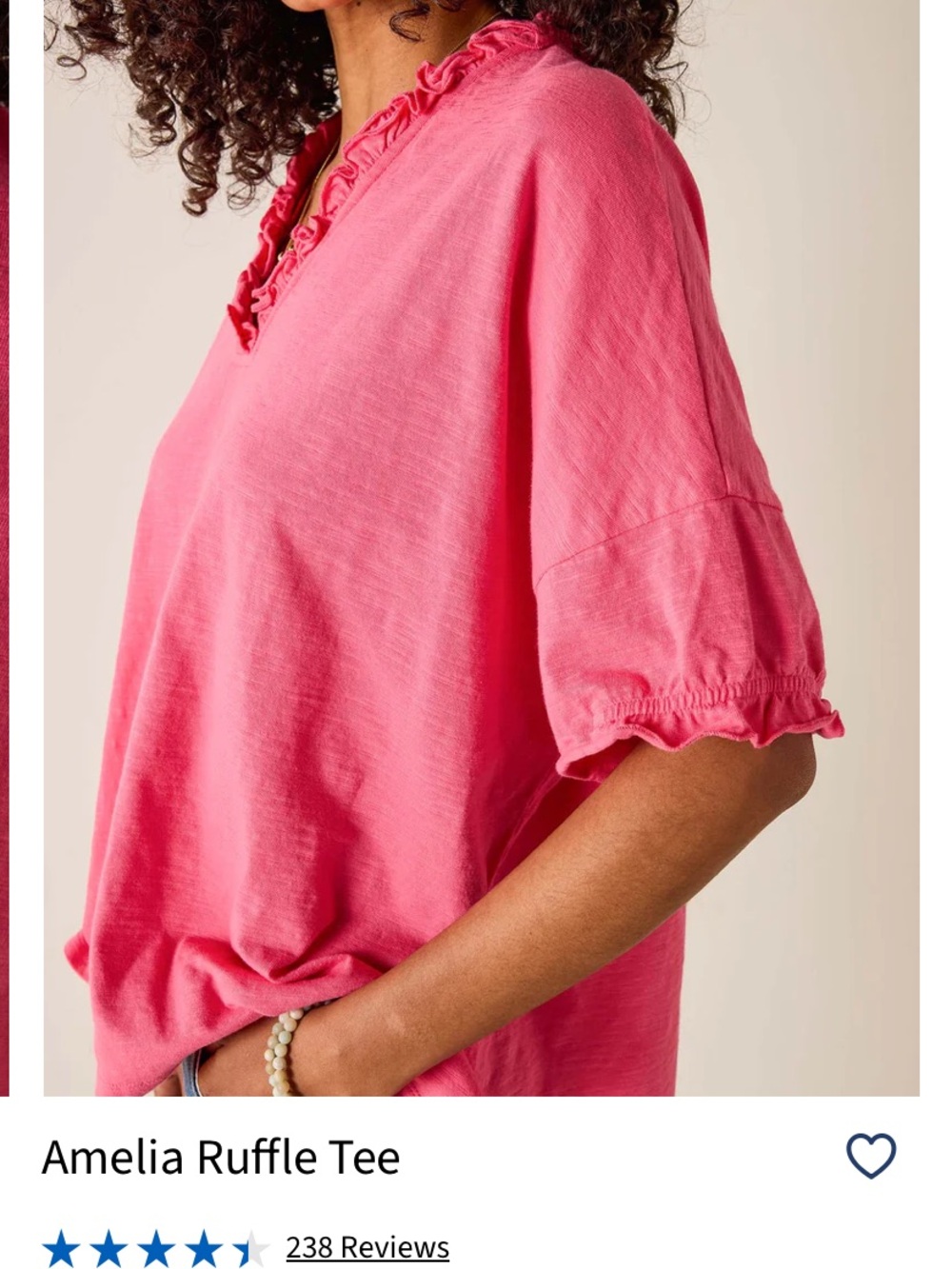 Mersea Amelia raspberry ruffle tee - one size, petite - Picture 4 of 10